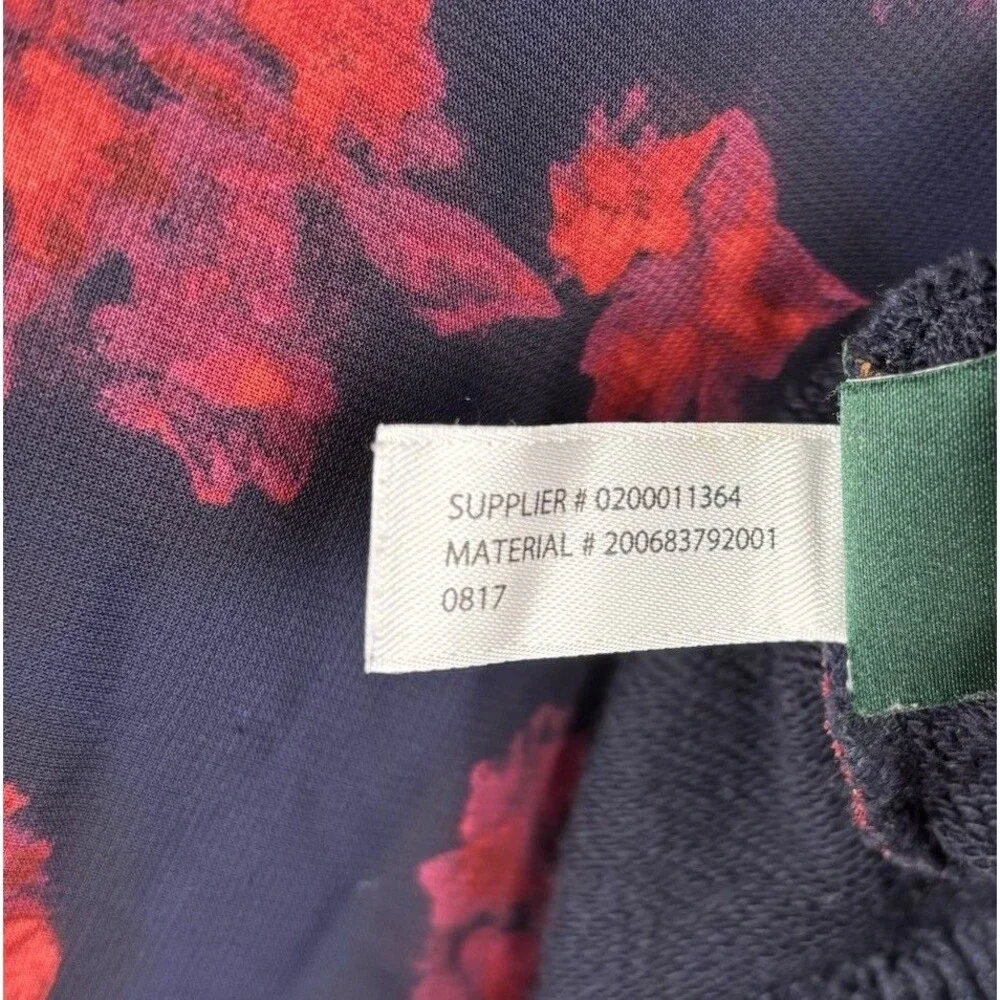 Lauren Ralph Lauren Women Large Pullover Sweater Red Navy Floral Cotton Blend